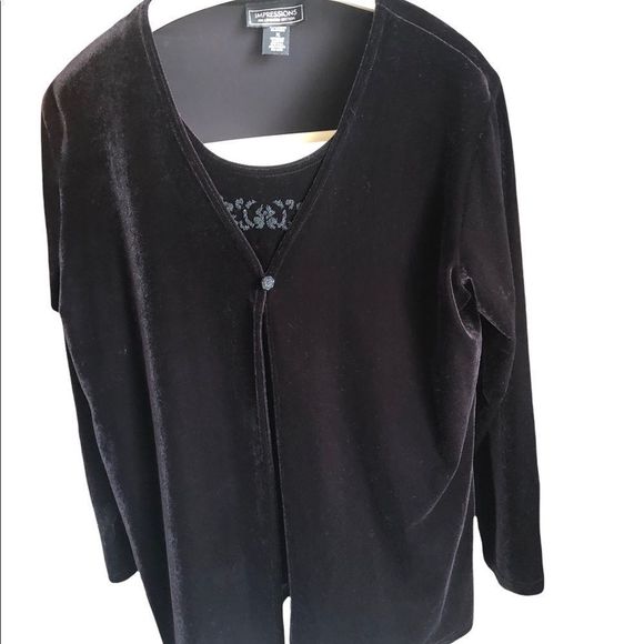 Impressions Millennium Edition Black Velvet Top With Attached Velvet Scoop Shell - Picture 1 of 7